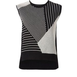 Timo.Weiland black white striped sleeveless knitted sweater vest size M